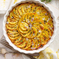 Buffet - Süßkartoffelgratin mit gegrilltem Ziegenkäse,Honig und Sesam. 12 Stück