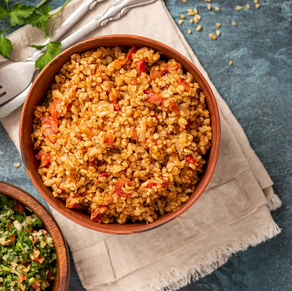 Buffet - Bulgur mit gerösteten Zucchini und Paprika Stücken 12 Portionen