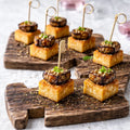 Spieß - Pan Asia Spieß mit crispy Tofu, Aubergine und Soja-Ingwer-Knoblauch-Marinade 20 Stück