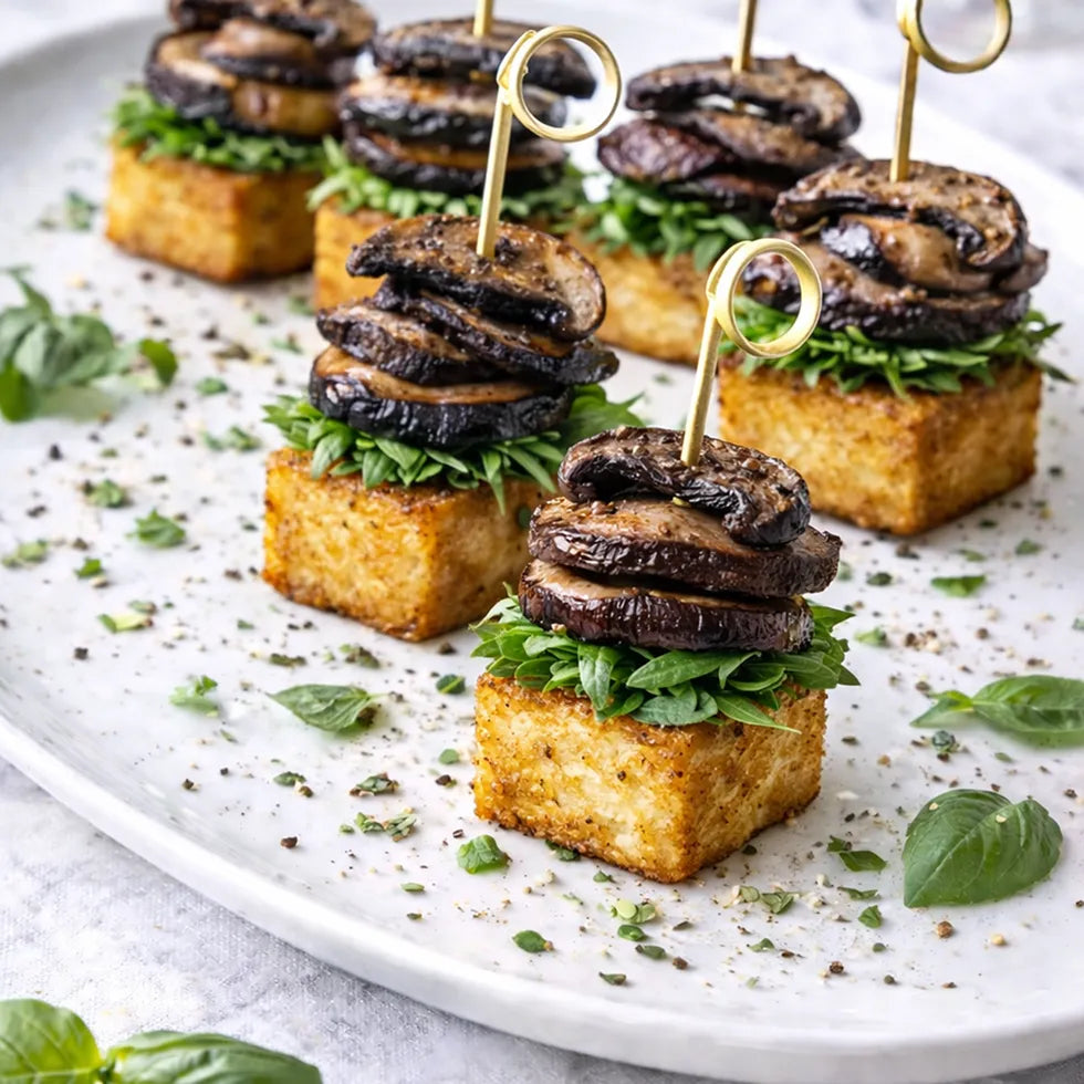 Spieß - Pan Asia Spieß mit crispy Tofu, Portobello Pilz und Soja-Ingwer-Knoblauch-Marinade 20 Stück