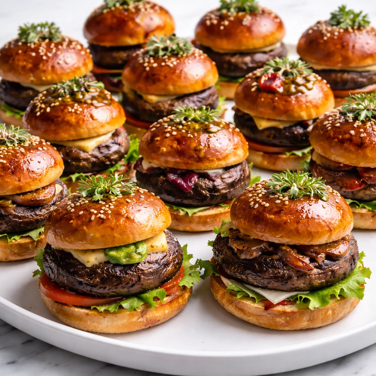 Mini Burger mit Portobello Pilz