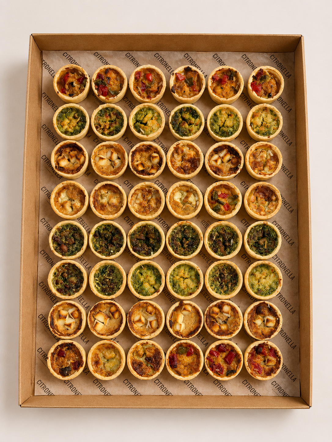 Mixed Box / mini Quiche mix aus 5 Sorten /  25 Stück